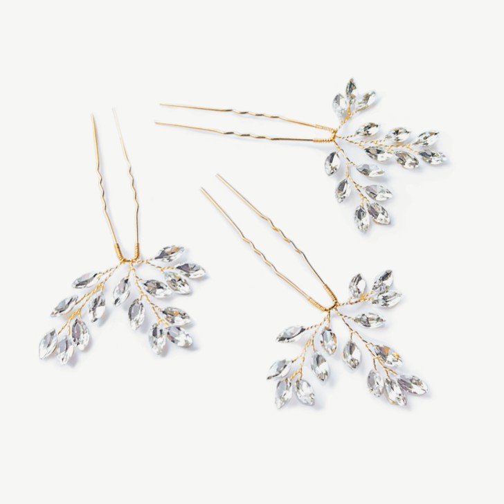 Ivory and Co Moonspray Gold Crystal Spray Hair Pin Set