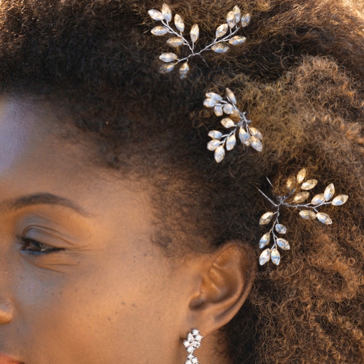 Ivory and Co Moonspray Silver Crystal Spray Hair Pin Set