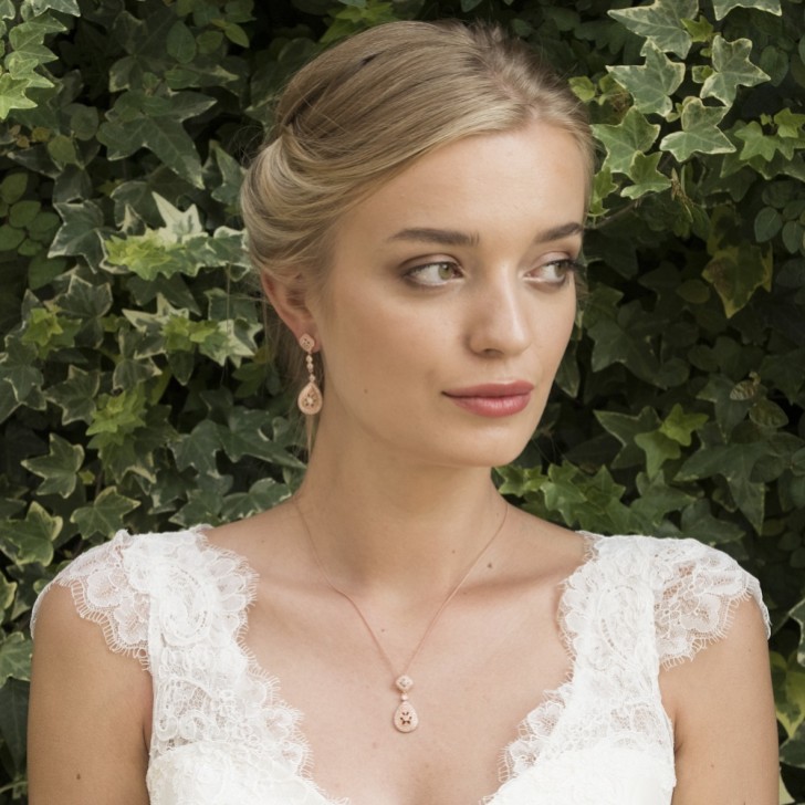 Ivory and Co Moonstruck Rose Gold Crystal Pendant Necklace