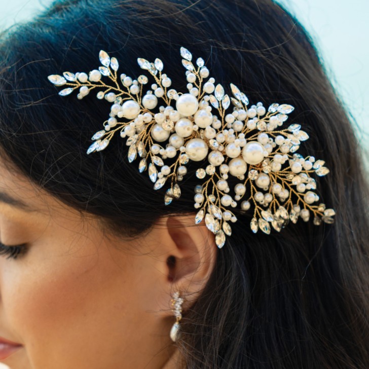 Ivory and Co Ocean Days Gold Statement Pearl and Crystal Hair Comb