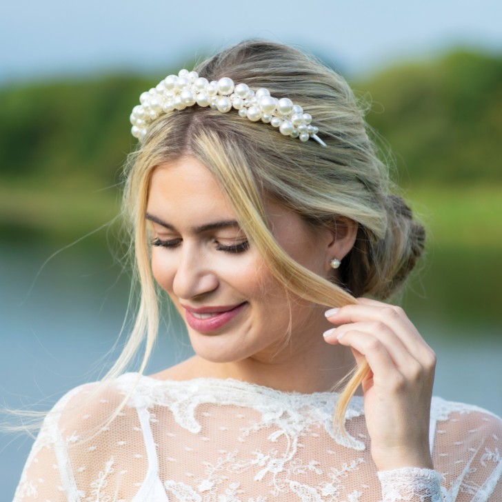 Ivory and Co Odyssey Statement Pearl Cluster Bridal Headband