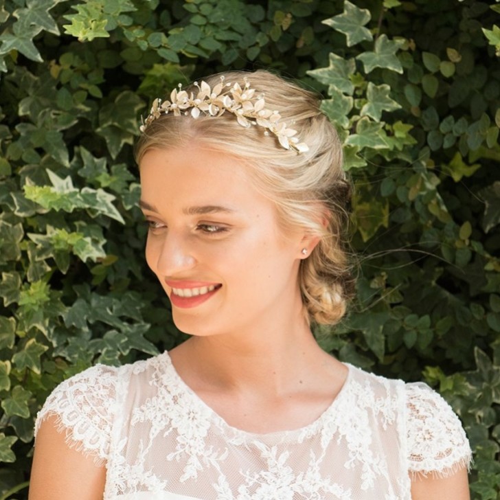 Ivory and Co Olympia Gold Enamelled Flowers and Leaves Side Headpiece