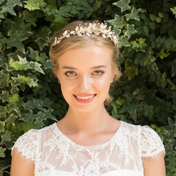 Ivory and Co Olympia Gold Enamelled Flowers and Leaves Side Headpiece