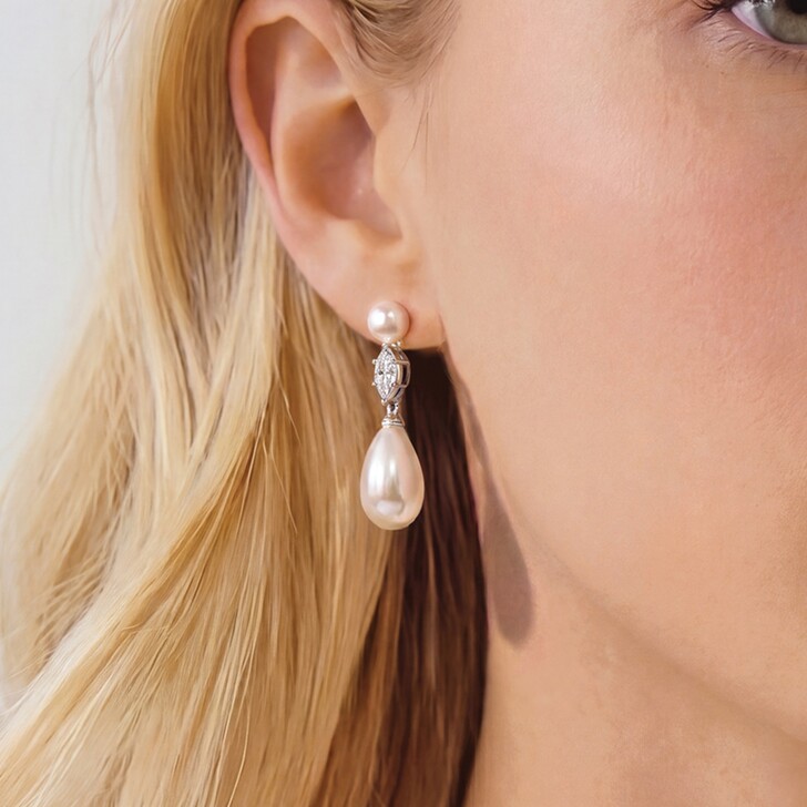 Ivory and Co Oxford Crystal Pearl Drop Earrings