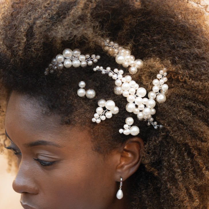 Ivory and Co Pearl Haze Silver Comb and Hair Pin Set