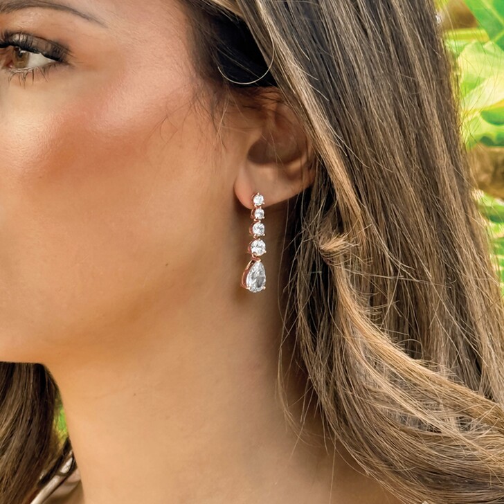 Ivory and Co Porto Rose Gold Crystal Drop Earrings