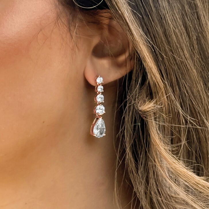 Ivory and Co Porto Rose Gold Crystal Drop Earrings