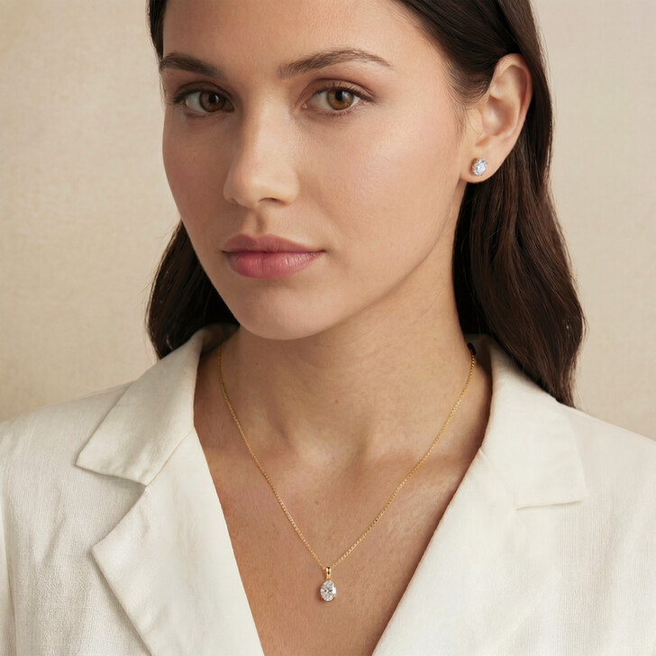 Ivory and Co Rapture Gold Oval Crystal Jewellery Set