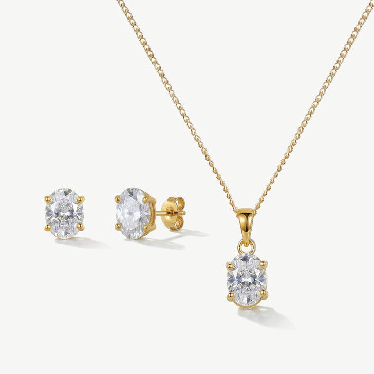 Ivory and Co Rapture Gold Oval Crystal Jewellery Set