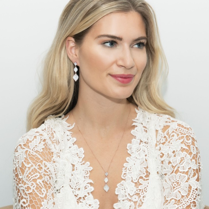 Ivory and Co Rochelle Rose Gold Crystal Pave Triple Drop Pendant