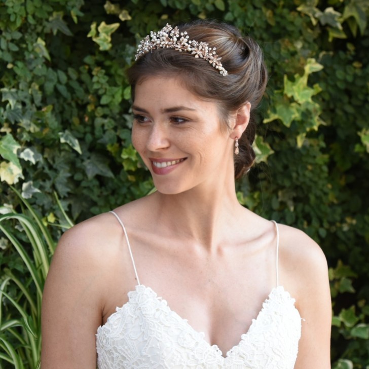Ivory and Co Rosalynd Rose Gold Flowers and Leaves Bridal Tiara