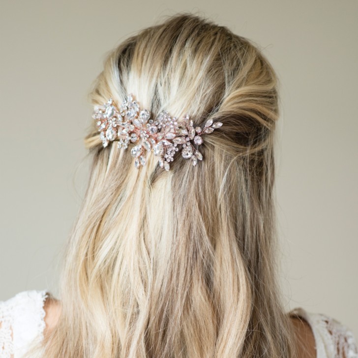 Ivory and Co Rose Gold Kristall verkrustet funkelnde Hochzeit Haar Kamm