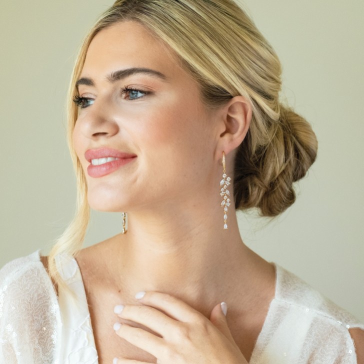 Ivory and Co Sandringham Gold Statement Crystal Cluster Drop Earrings