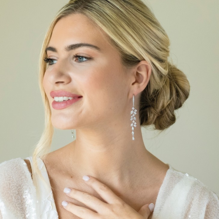 Ivory and Co Sandringham Silver Statement Crystal Cluster Drop Earrings