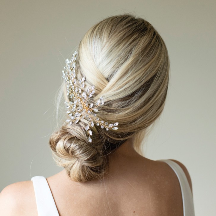 Ivory and Co Serenade Gold Statement Crystal Spray Wedding Hair Clip