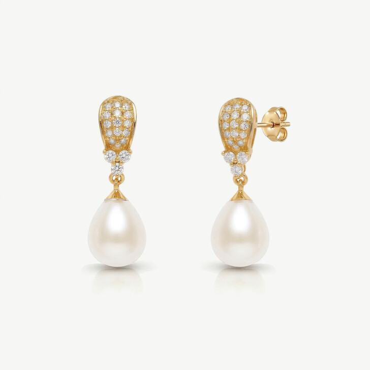 Ivory and Co Serrano Gold Pearl Drop Earrings