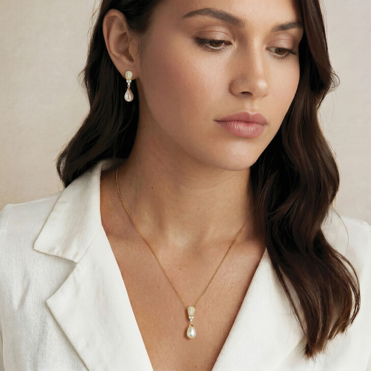 Ivory and Co Serrano Gold Pearl Drop Earrings