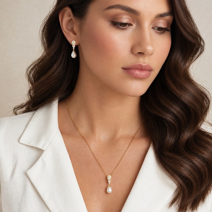 Ivory and Co Naszyjnik z wisiorkiem Serrano Gold Pearl