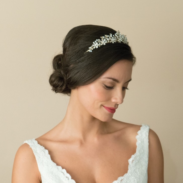 Ivory and Co Seville Golden Flowers and Leaves Bridal Tiara
