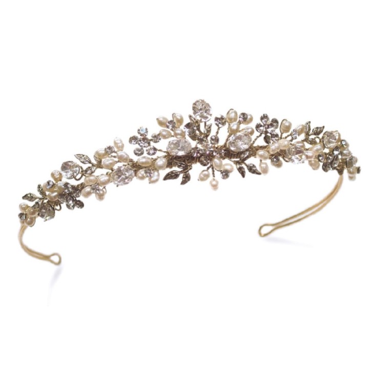 Ivory and Co Sierra Gold Floral Pearl and Crystal Bridal Tiara