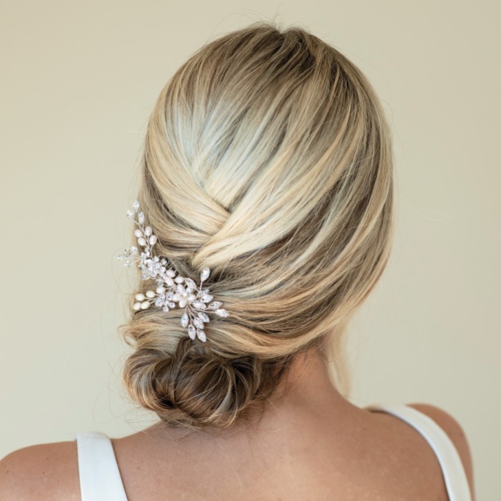 Ivory and Co Silver Shimmer Dainty Crystal and Pearl Hair Comb