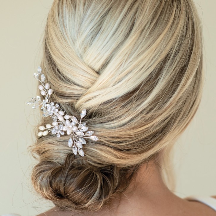 Ivory and Co Silver Shimmer Dainty Crystal and Pearl Hair Comb