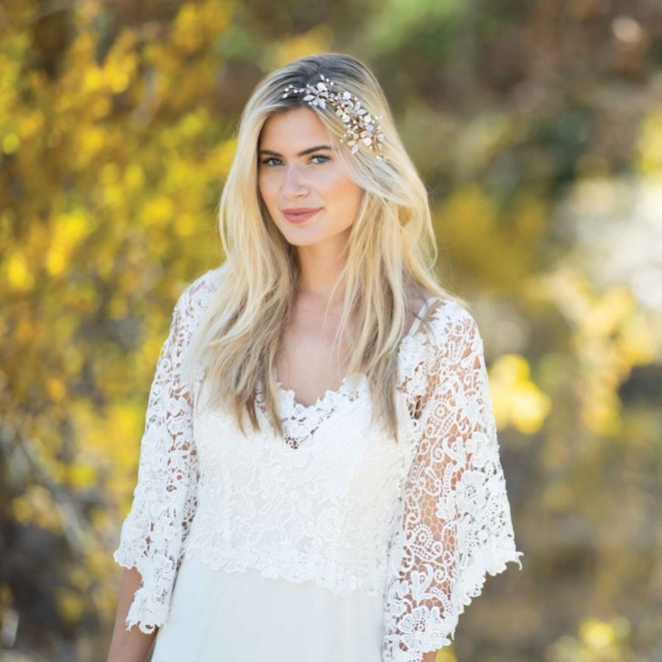 Ivory and Co Siren Rose Gold Enameled Floral Bridal Hair Clip