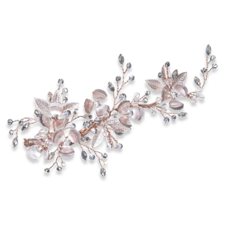 Ivory and Co Siren Rose Gold Enameled Floral Bridal Hair Clip