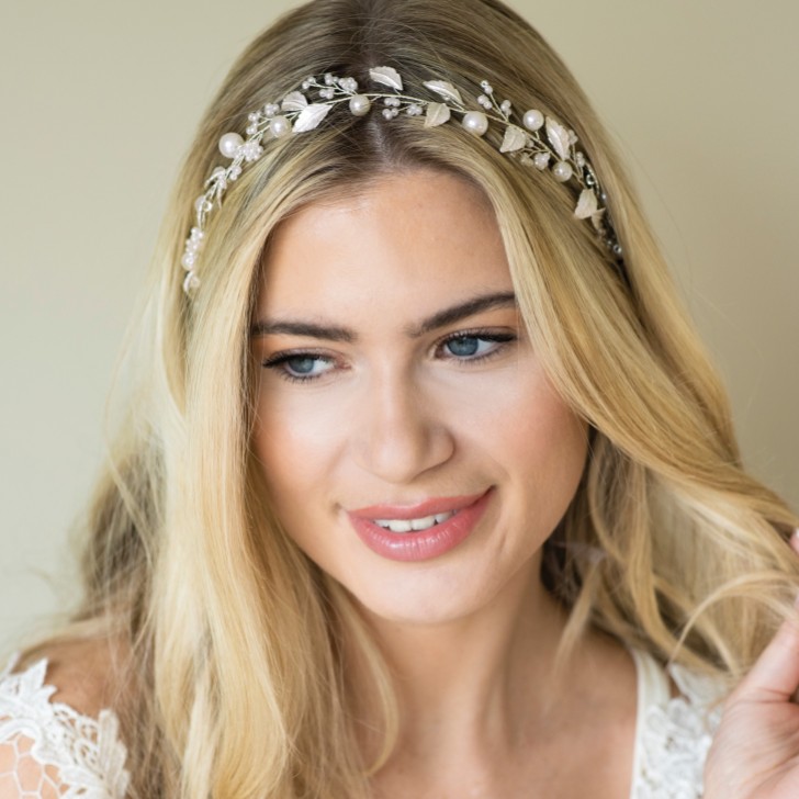 Ivory and Co Skylark Silver Leaves and Pearl Hair Vine