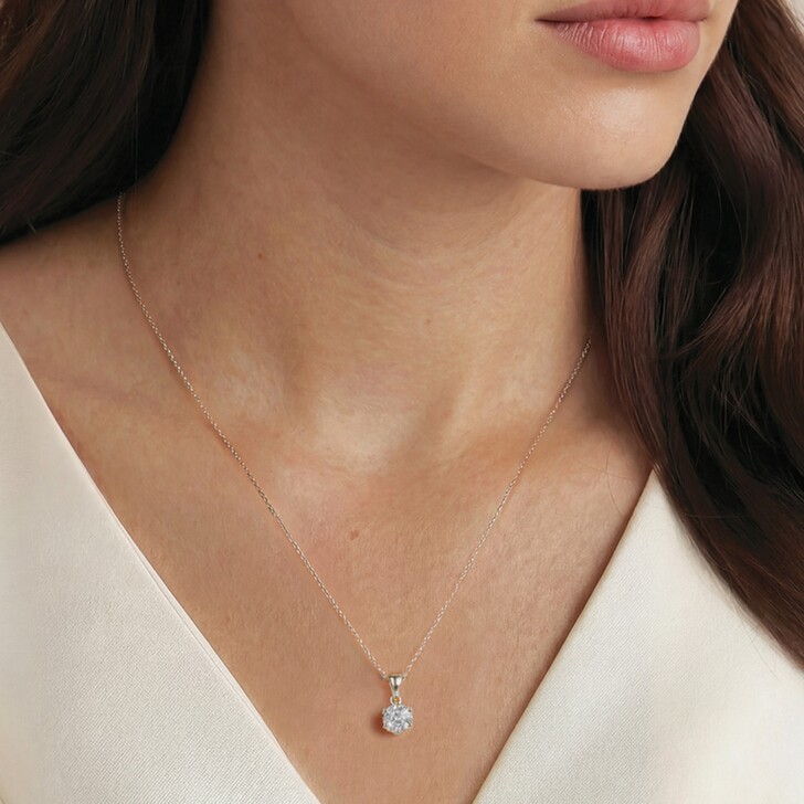 Ivory and Co Solitaire Crystal Brilliant Cut Pendant Necklace