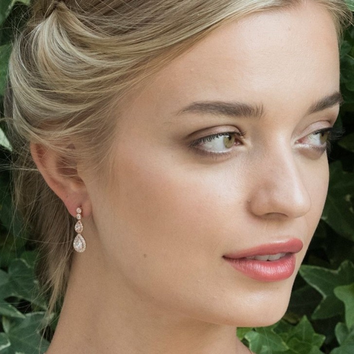 Ivory and Co Sorbonne Crystal Teardrop Wedding Earrings (Rose Gold)