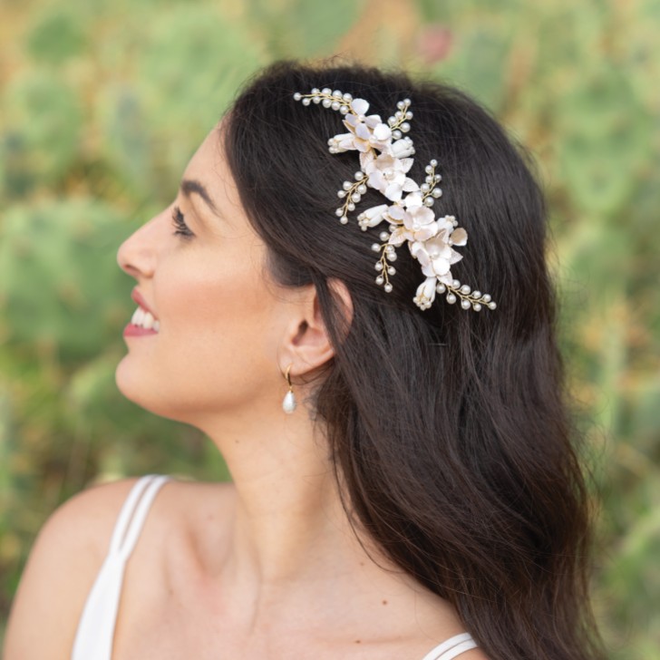 Ivory and Co Spring Dream Gold Floral Pearl Hair Clip