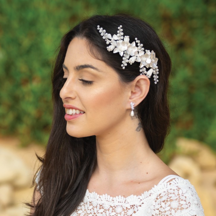 Ivory and Co Spring Dream Silver Floral Pearl Hair Clip