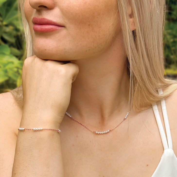 Ivory and Co St Ives Rose Gold Pearl Chain Necklace