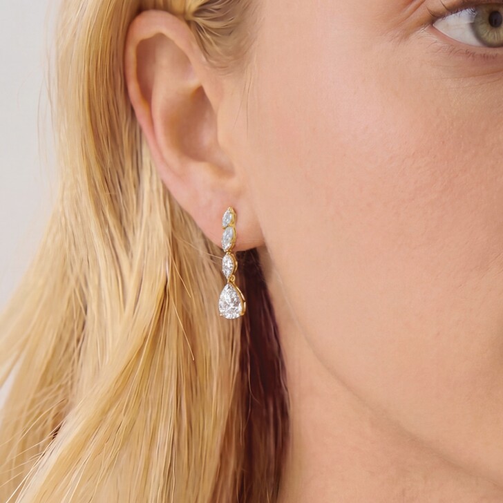 Ivory and Co Stanford Gold Crystal Mini Drop Earrings