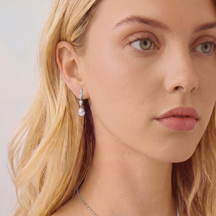 Ivory and Co Stanford Silver Crystal Mini Drop Earrings