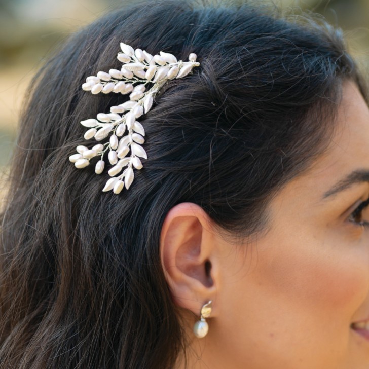 Ivory and Co Summer Glow Silver Leafy Hair Comb