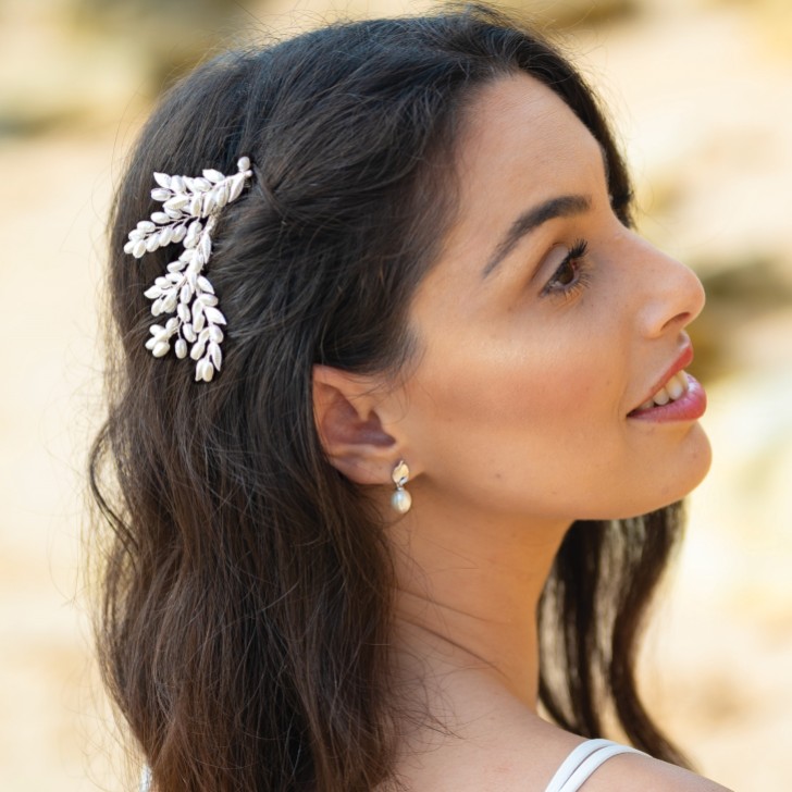 Ivory and Co Summer Glow Silver Leafy Hair Comb