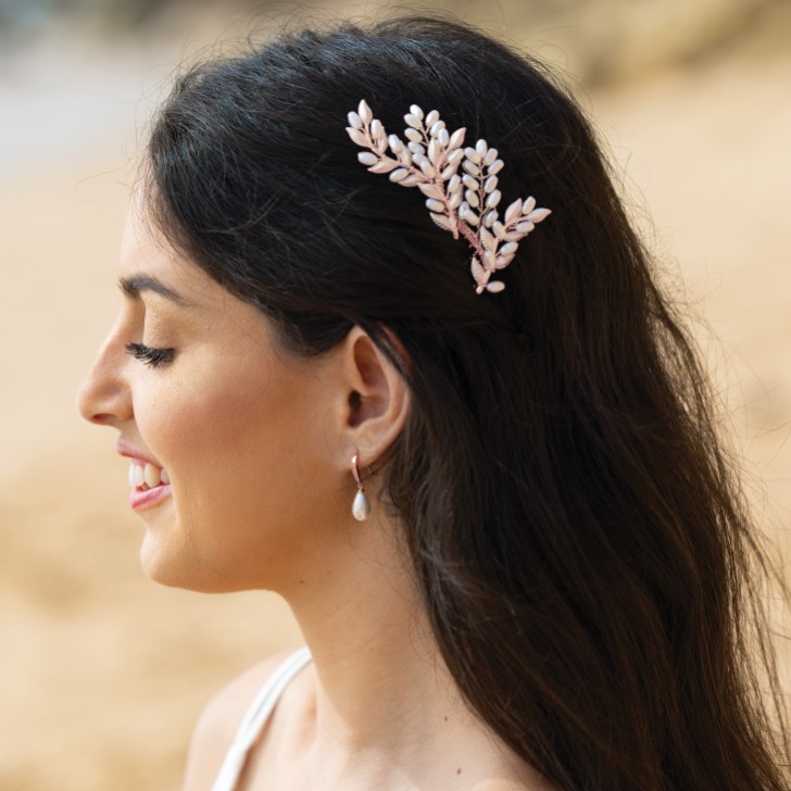 Ivory and Co Summer Rose Gold Leafy Hair Comb