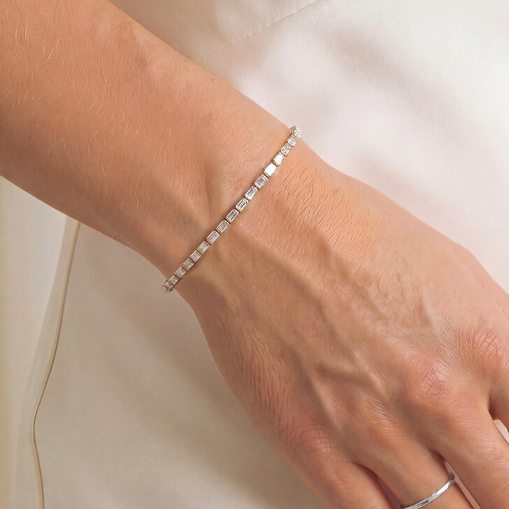 Ivory and Co Templeton Silver Crystal Baguette Bracelet