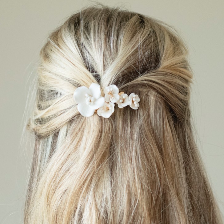 Ivory and Co Tigerlily Ceramic Floral Cluster Gold Hair Clip