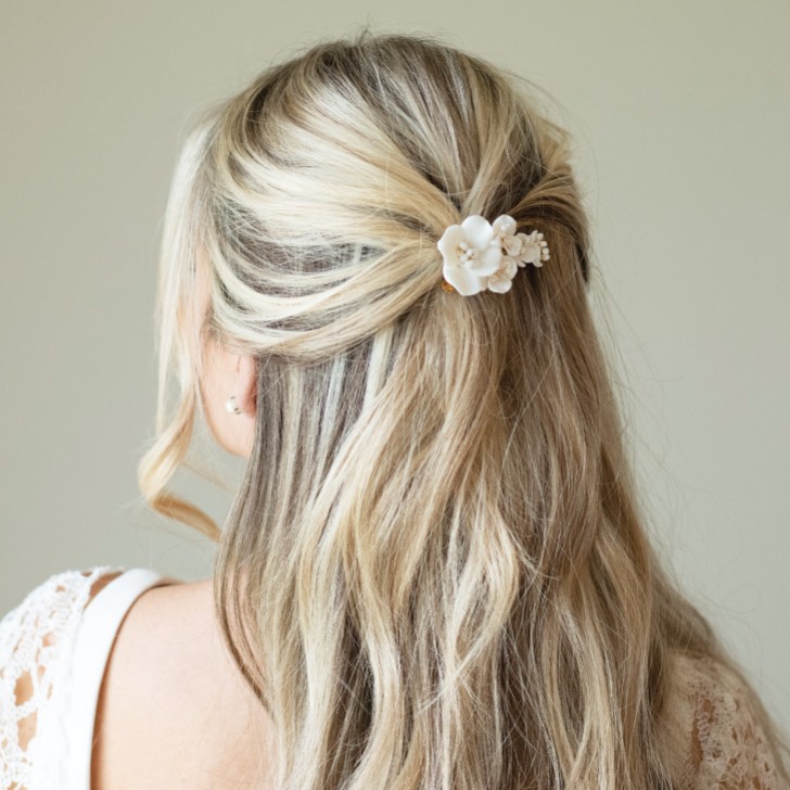 Ivory and Co Tigerlily Ceramic Floral Cluster Gold Hair Clip