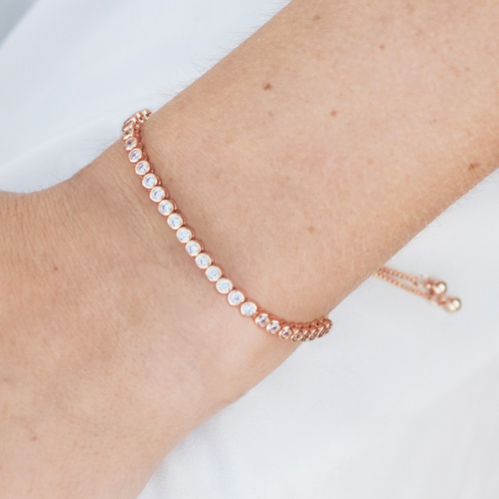Ivory and Co Tivoli Rose Gold Dainty Crystal Toggle Bracelet