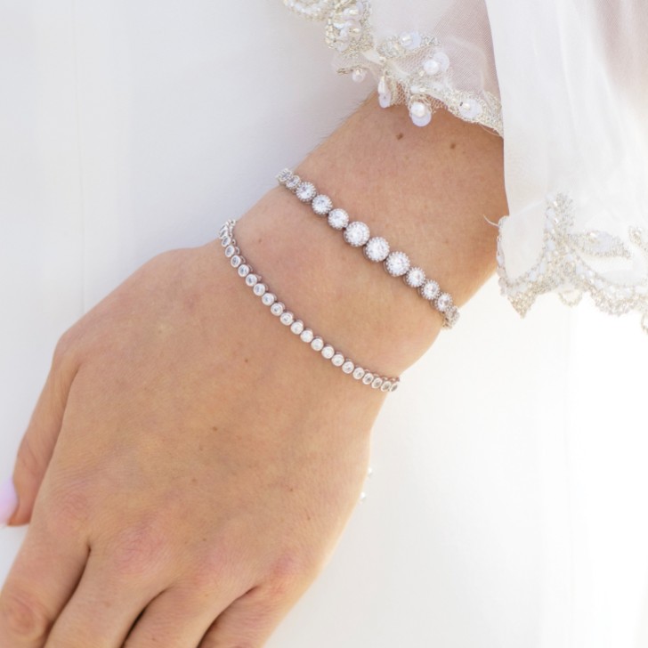 Ivory and Co Tivoli Silver Dainty Crystal Toggle Bracelet