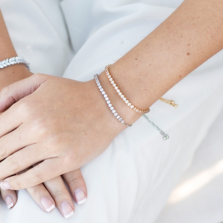 Ivory and Co Tivoli Silver Dainty Crystal Toggle Bracelet