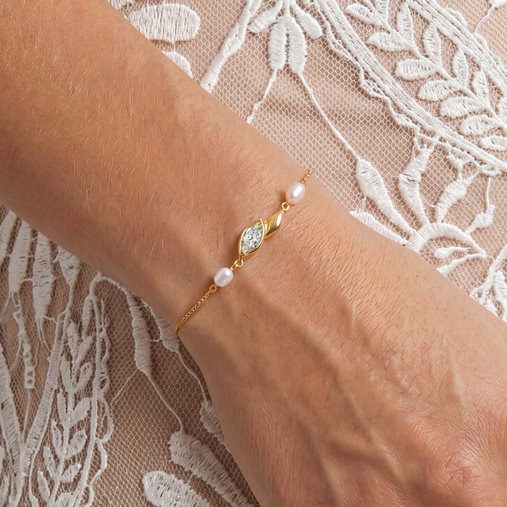 Ivory and Co Woodstock Gold Crystal Pearl Bracelet