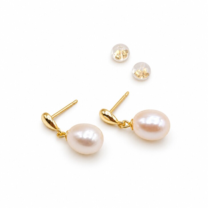 Orecchini pendenti con perle d'acqua dolce Kalea Gold Classic