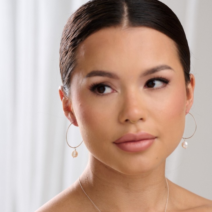 Boucles d'oreilles Kaliko en argent avec goutte de perle d'eau douce