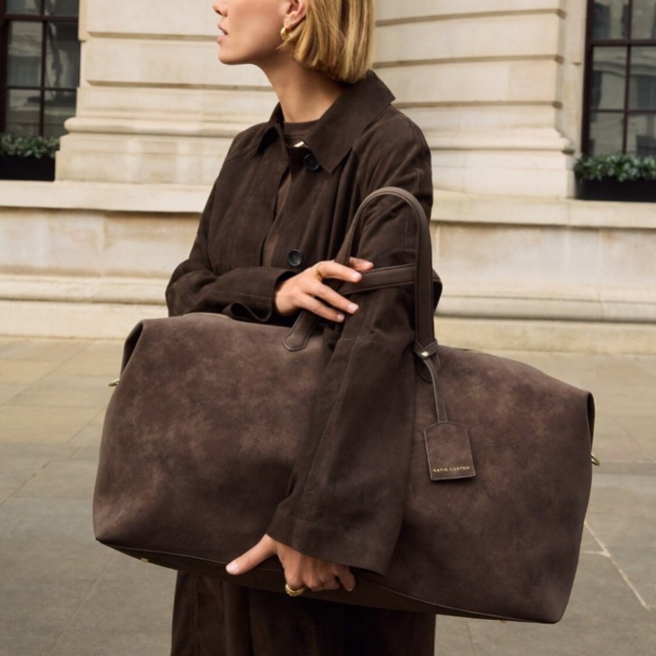 Katie Loxton Soho Chocolate Faux Suede Weekend Holdall Duffle Bag