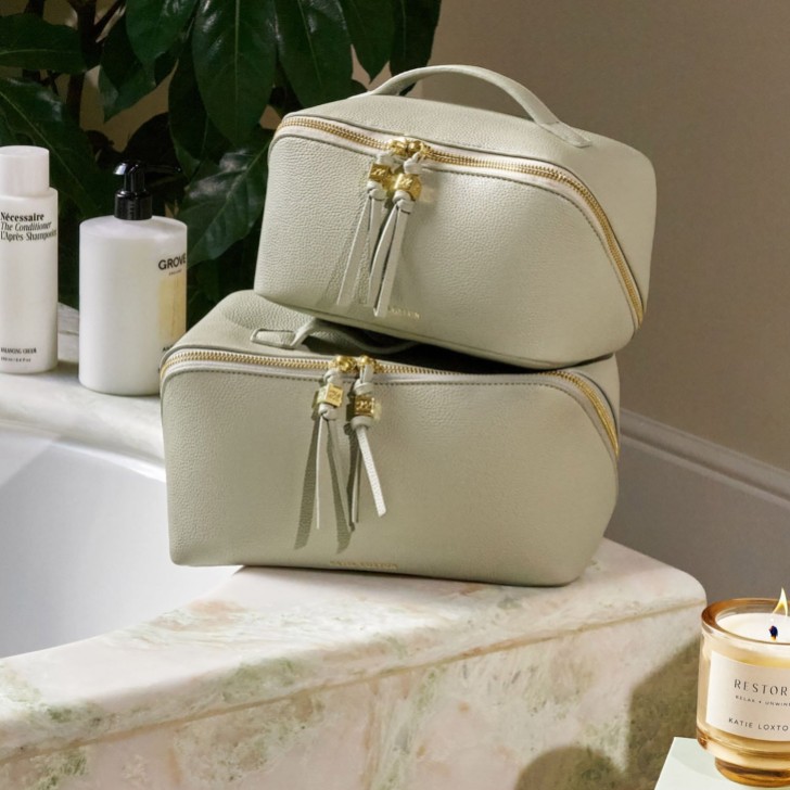 Katie Loxton Soho Medium Green Mist Makeup and Wash Bag